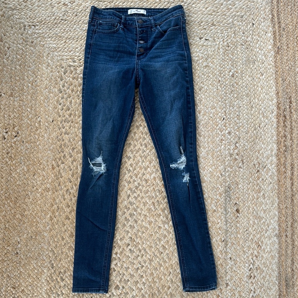 Hollister Dark Blue Distressed Skinny Jeans